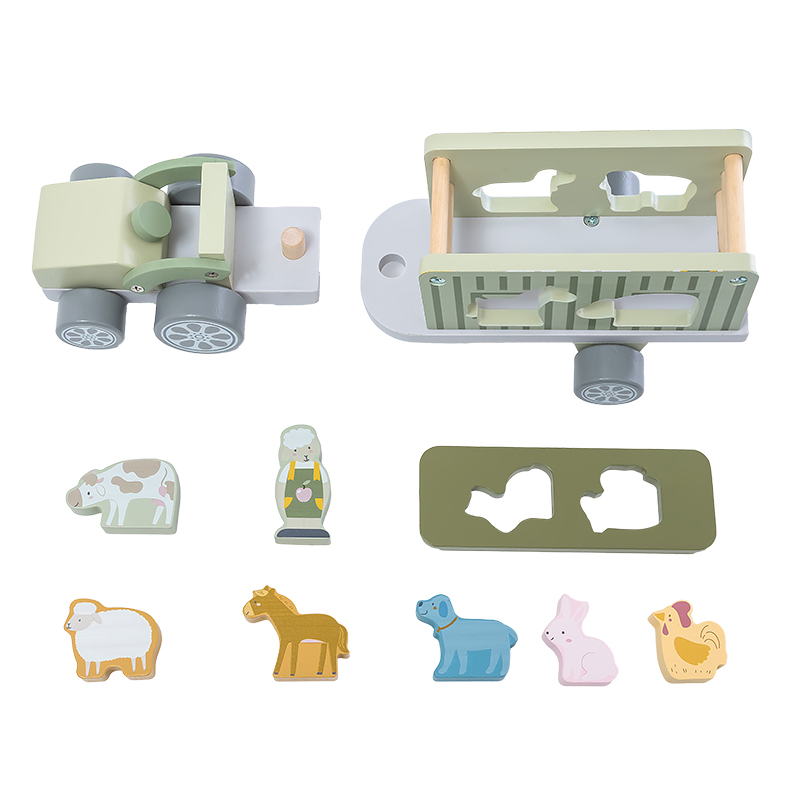 Children's wooden trailer toy